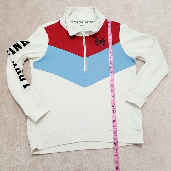 Victoria's Secret PINK Women's Sweatshirt 1/4 Zip Size Medium LOVE PINK logo - Picture 9 of 12